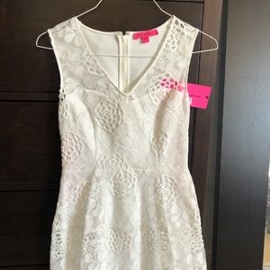 Short white summery Betsey Johnson dress with tags